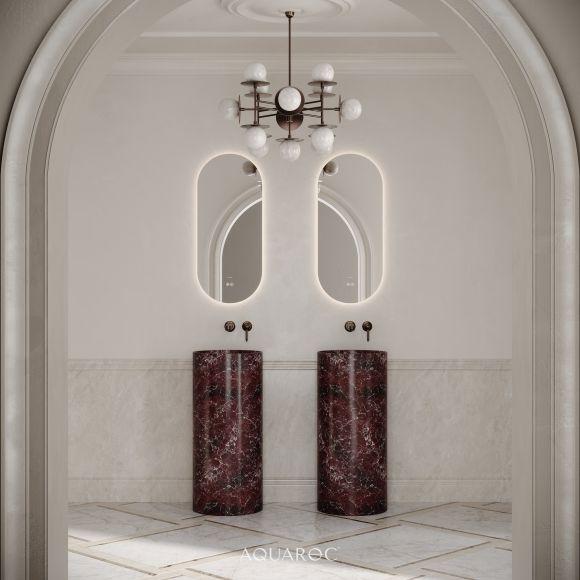 Circolo Freestanding Basin - Rosso Levanto Marble